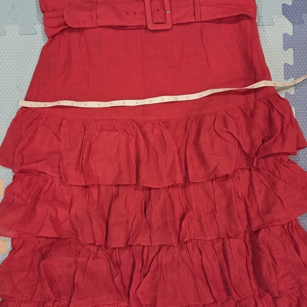 Women's Strapless Tiered Ruffled Midi Dress Boho-Luxury Spanish Romanticism XL - Picture 4 of 7